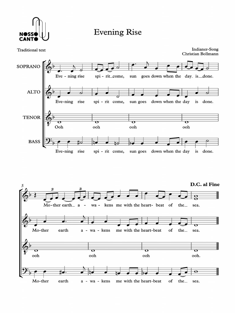 Evening Rise (SATB) - Indianer Song | PDF