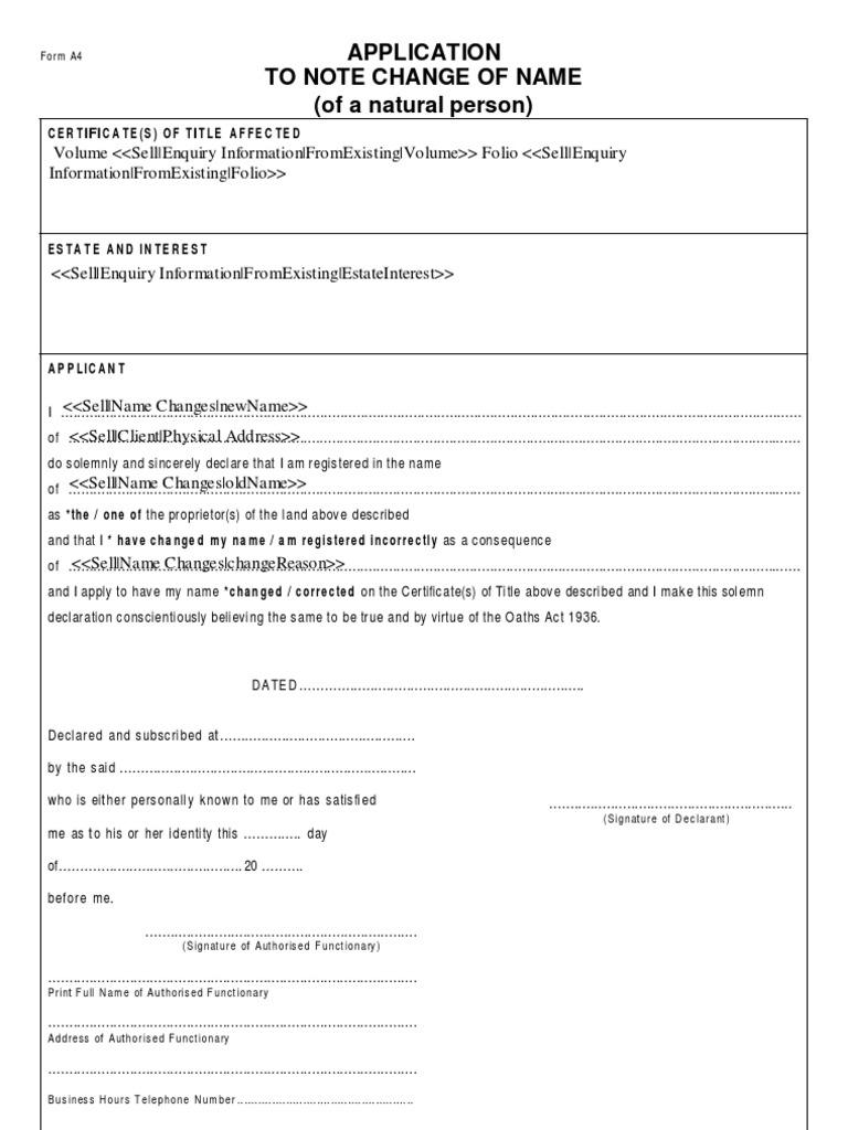 A4 Change of Name For A Private Individual | PDF