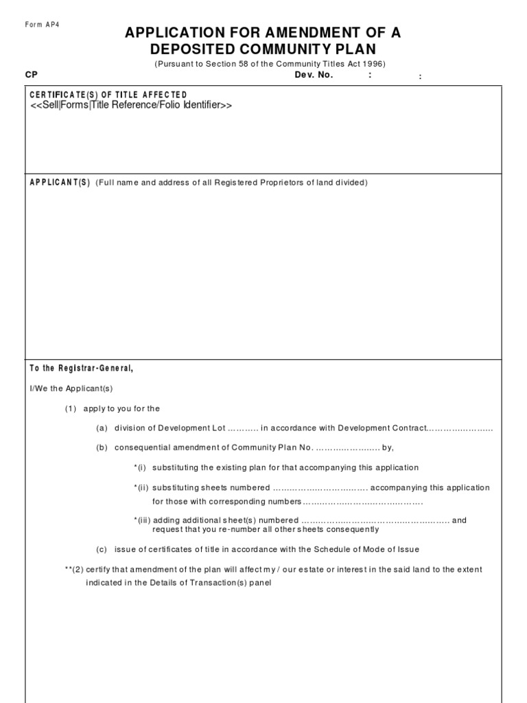AP4 Amendment of A Community Plan Pursuant To A Development Contract | PDF