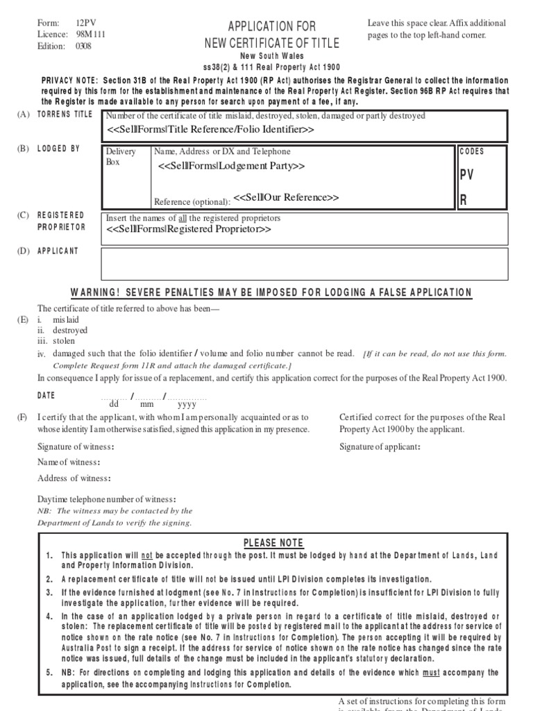 Application for Replacement Title Certificate | PDF | Business