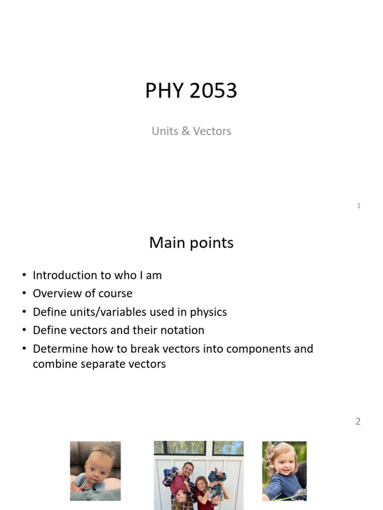 Physics 2053: Units and Vectors Overview | PDF | Euclidean Vector | Angle