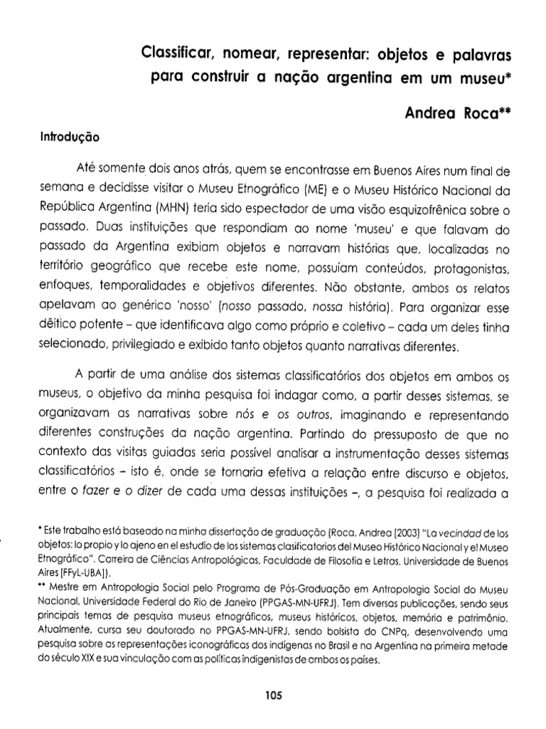 ROCA Classificar Nomear | PDF