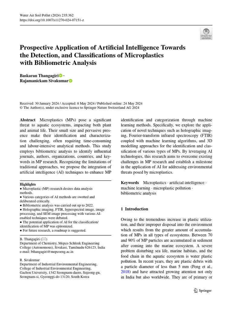 AI in Microplastics Detection and Analysis | PDF | Support Vector ...