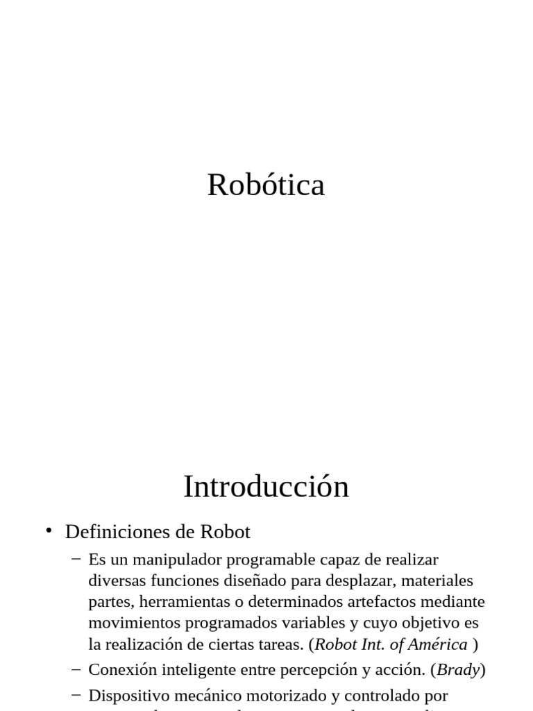 Introducción a la Robótica y sus Componentes | PDF | Robot | Robótica