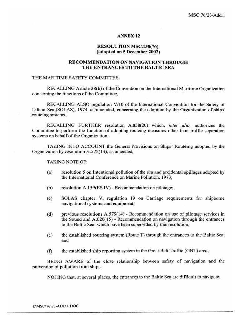Imo Res. 138 | PDF