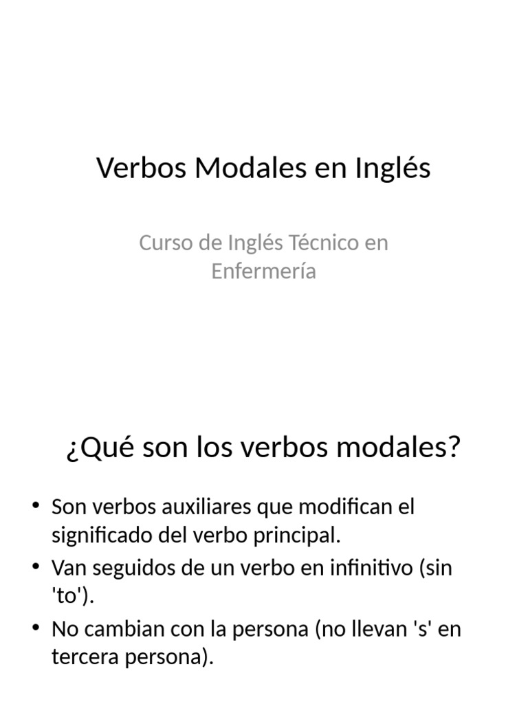 Verbos Modales en Inglés para Enfermería | PDF