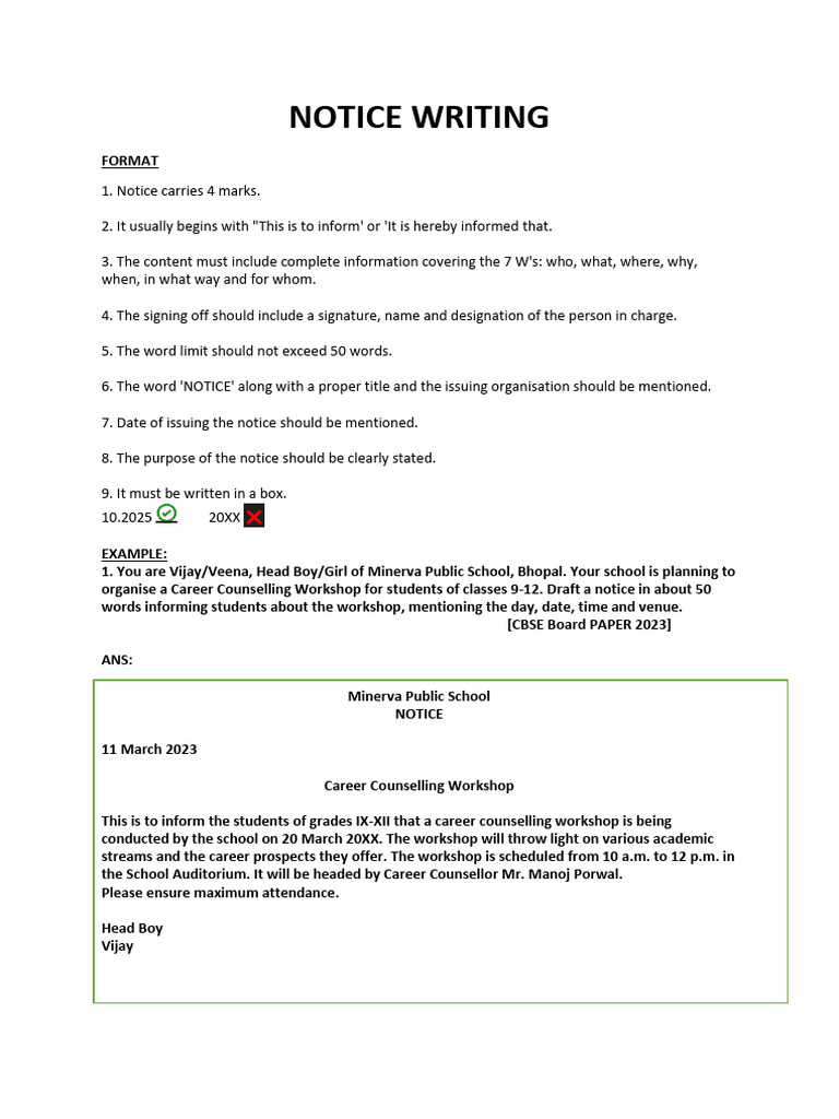 Notice Writing Guidelines and Format | PDF | Chess Theory | Chess