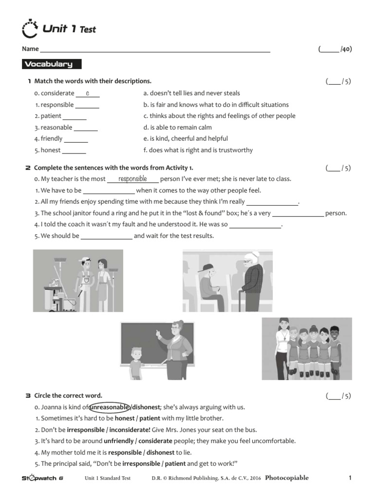 Unit 1 Vocabulary and Grammar Test | PDF | Chess Openings | Chess