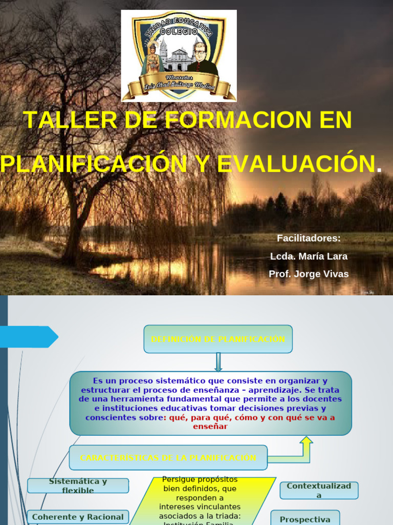 Taller de Planificacion y Evaluacion | PDF | Evaluación | Aprendizaje