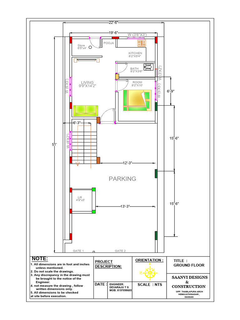 Ground Floor to Third Floor Layout Plan | PDF | Beam (Structure ...