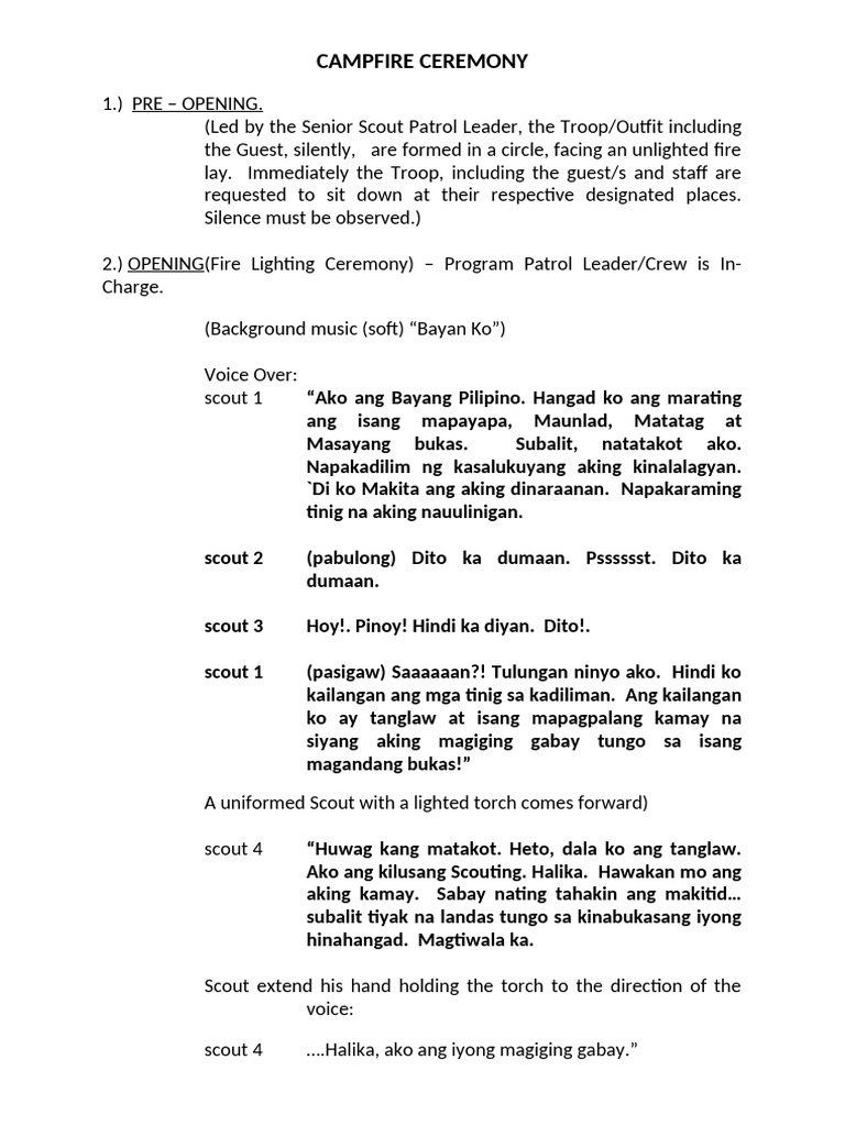 CAMPFIRE CEREMONY A4 Size | PDF