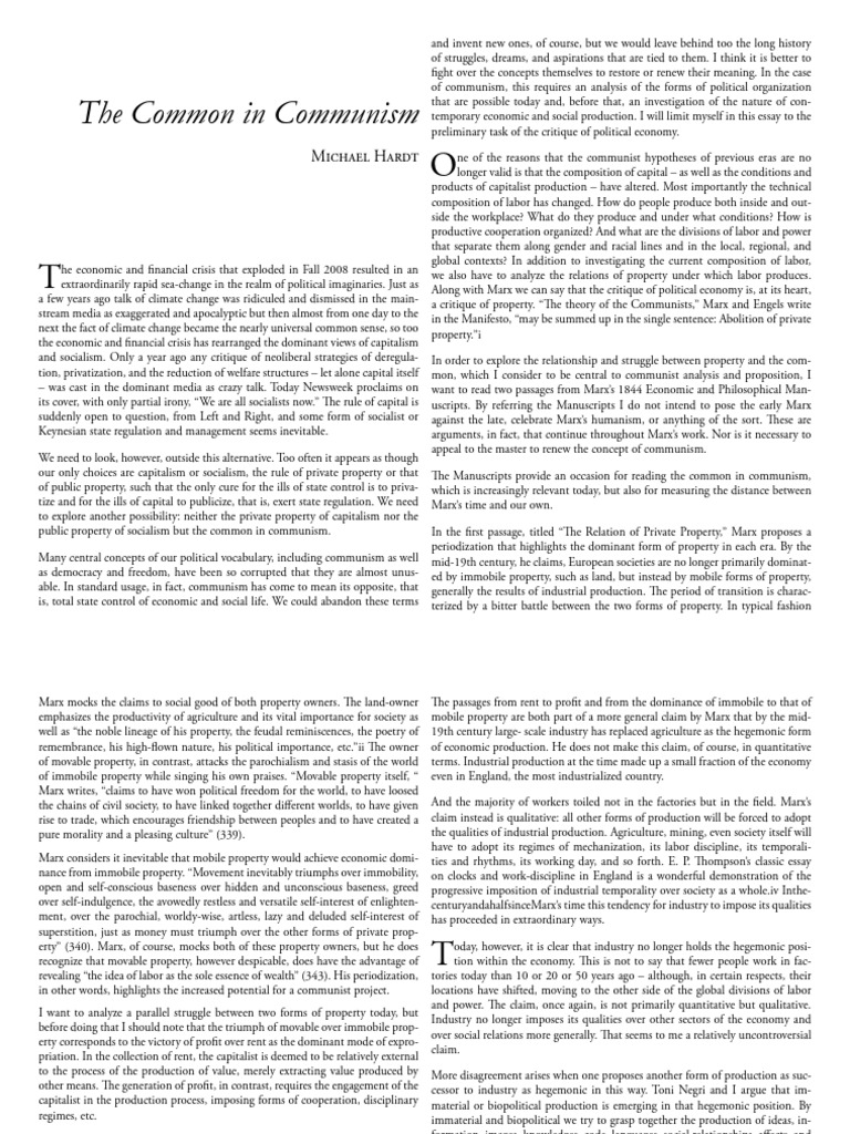 Rethinking Communism and Property Today | PDF | Property | Communism