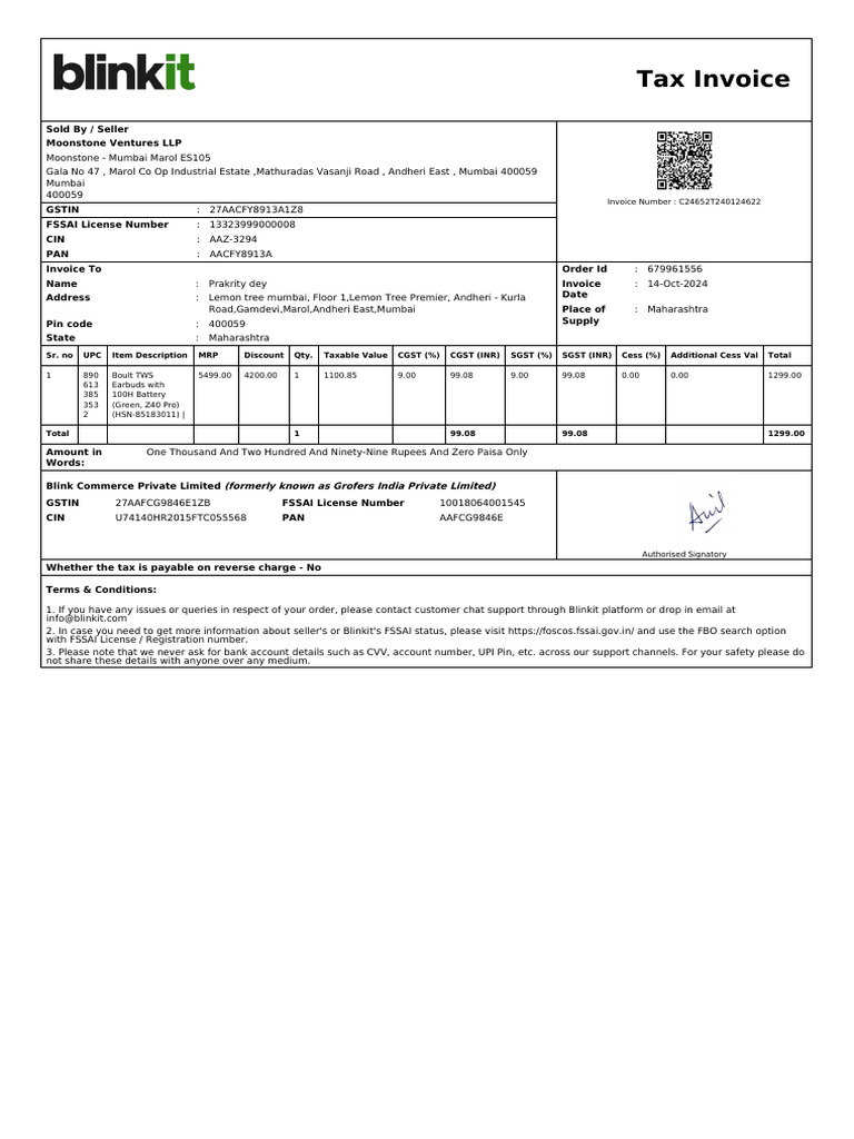 Detailed Tax Invoice for Purchases | PDF | Invoice
