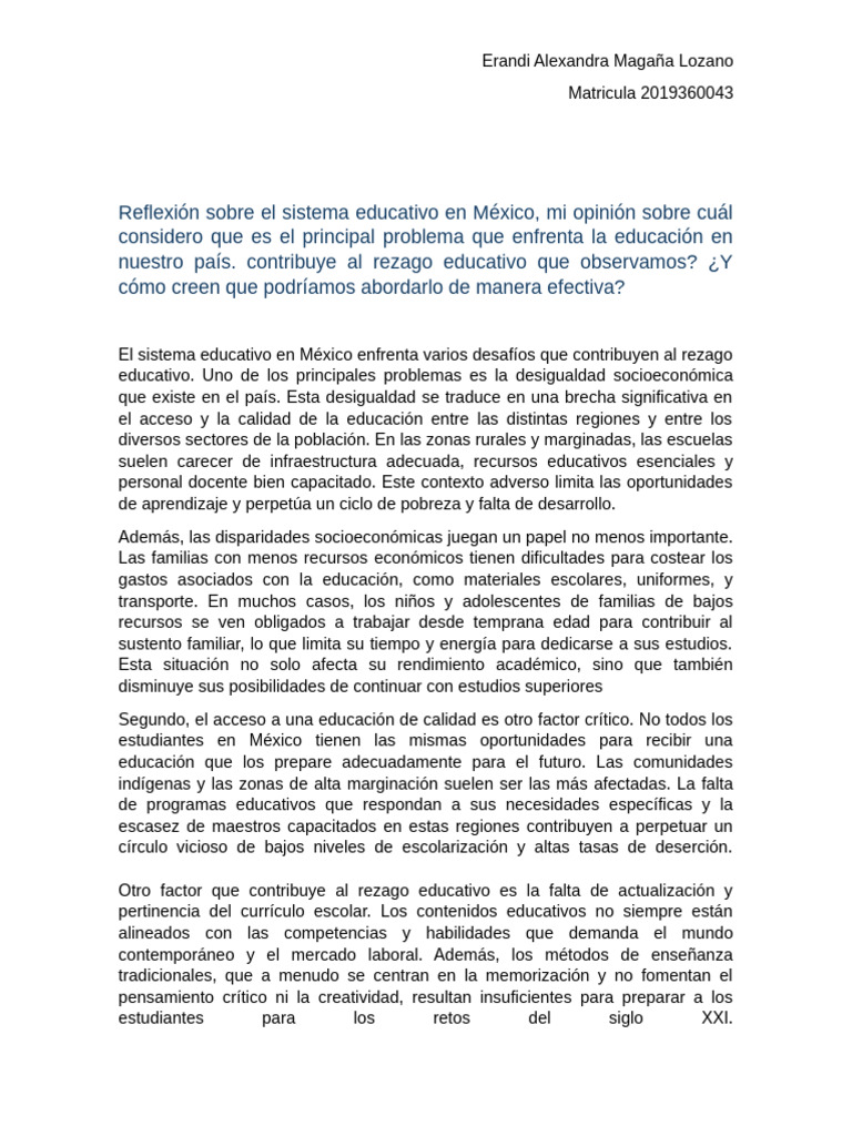 Desigualdad en la Educación en México | PDF | Enseñando | Desigualdad ...