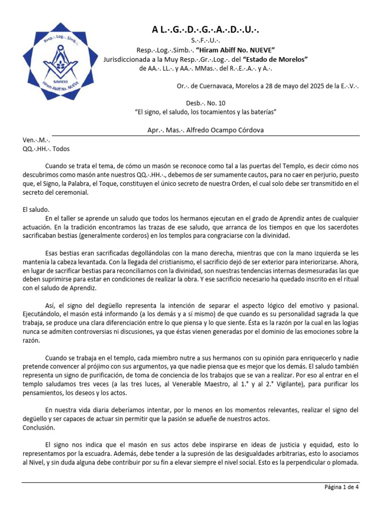 Desb No.10 AprMas 061353 | PDF | Masonería | Espiritualidad