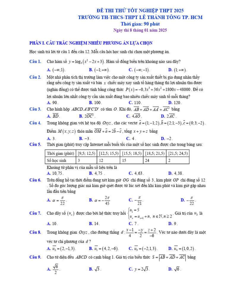 THPT - TH - Lê Thánh Tông - TPHCM | PDF