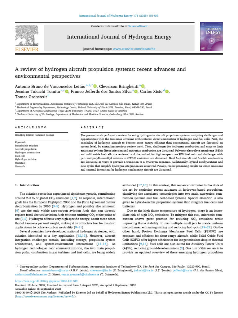 Hydrogen Aircraft Propulsion Review | PDF | Fuel Cell | Combustion