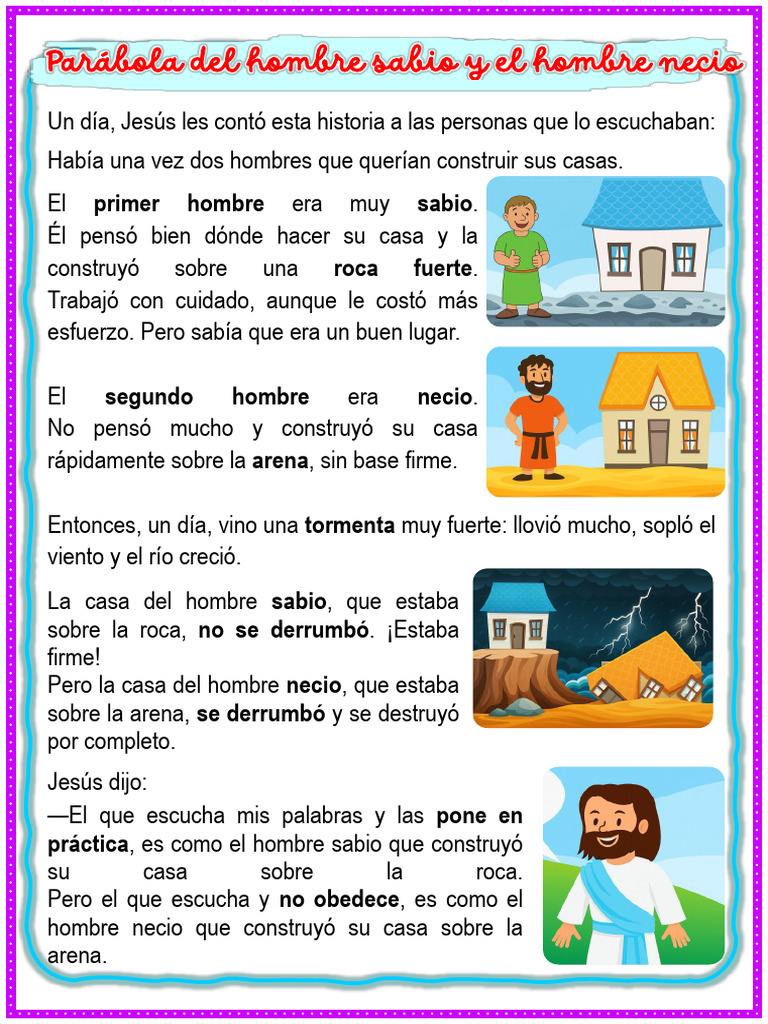 La Parábola del Hombre Sabio y Necio | PDF