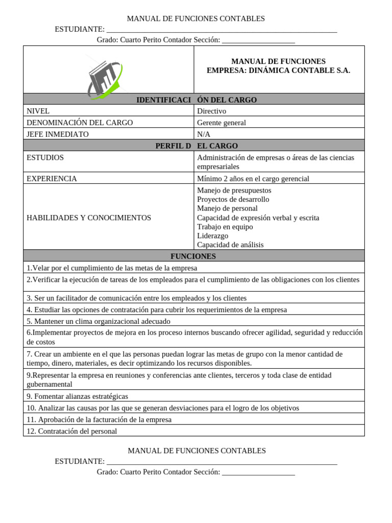 Manual de Funciones Analista Contable | PDF | Contador | Contabilidad