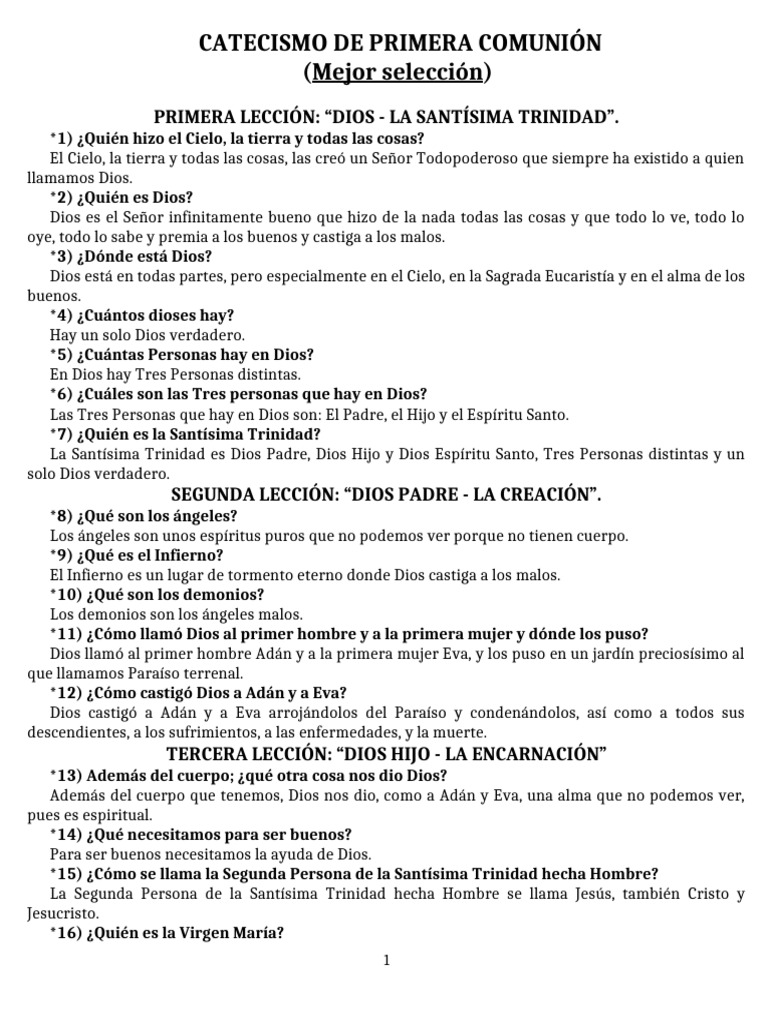 Catecismo de Primera Comunión (Mejor Selección) PDF eucaristía