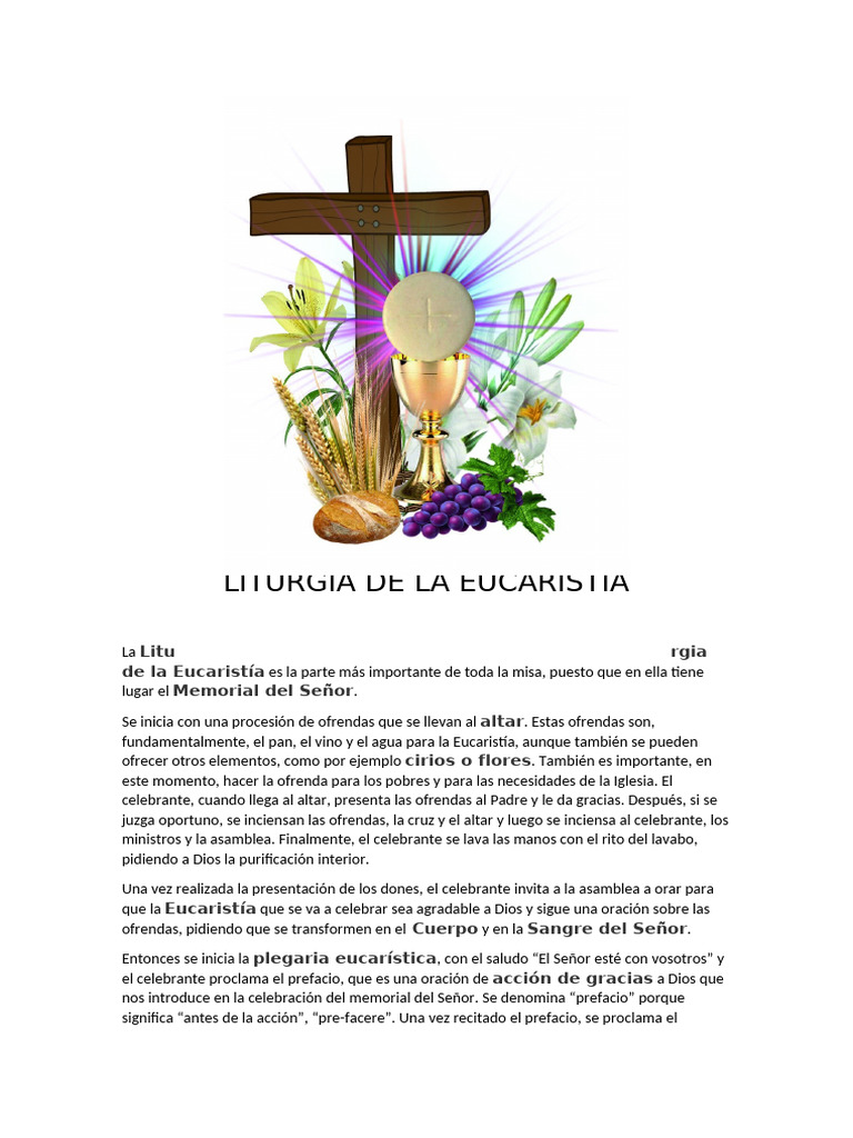 Liturgia de la Eucaristía: Proceso y Significado | PDF | eucaristía ...