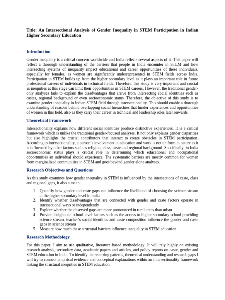 Term Paper Proposal - Sabrina Islam | PDF | Intersectionality | Social ...