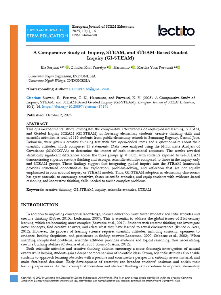 Comparative Study of GI-STEAM Effectiveness | PDF | Dependent And ...