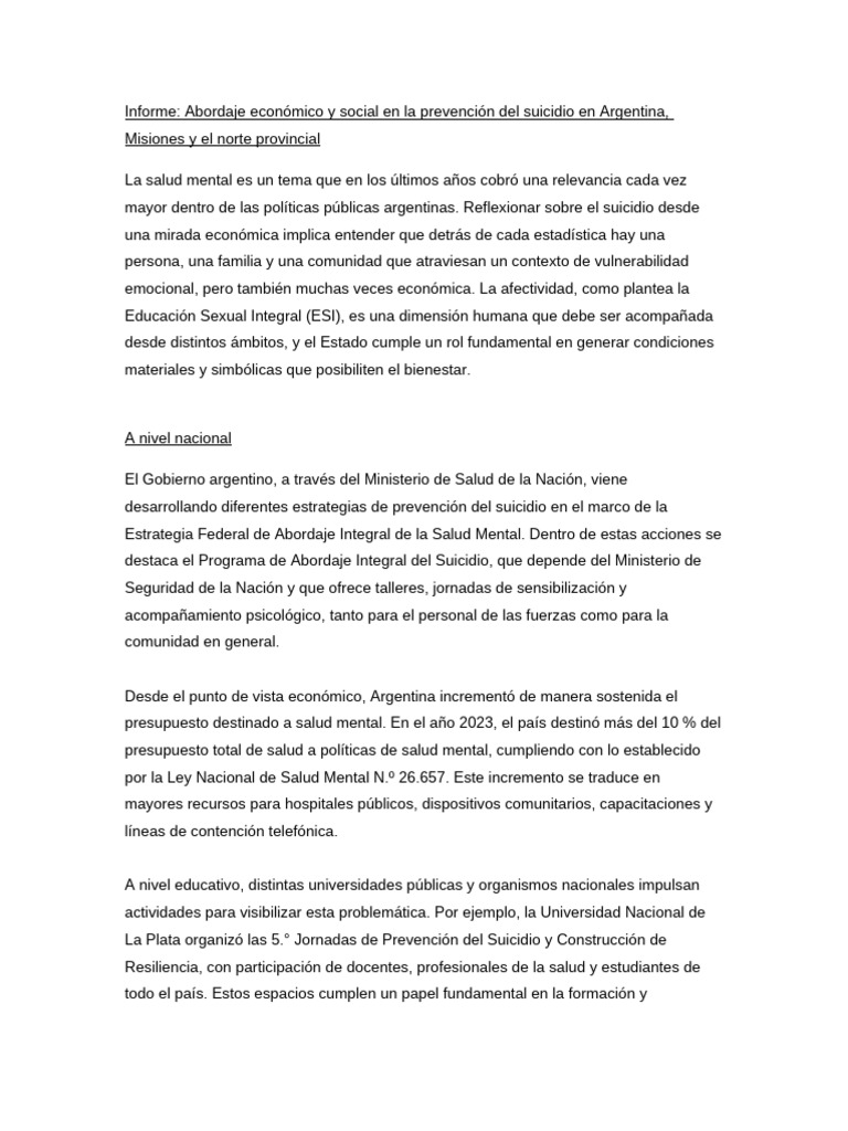 Programa Integral de Prevención del Suicidio | PDF | Hospital | Salud ...