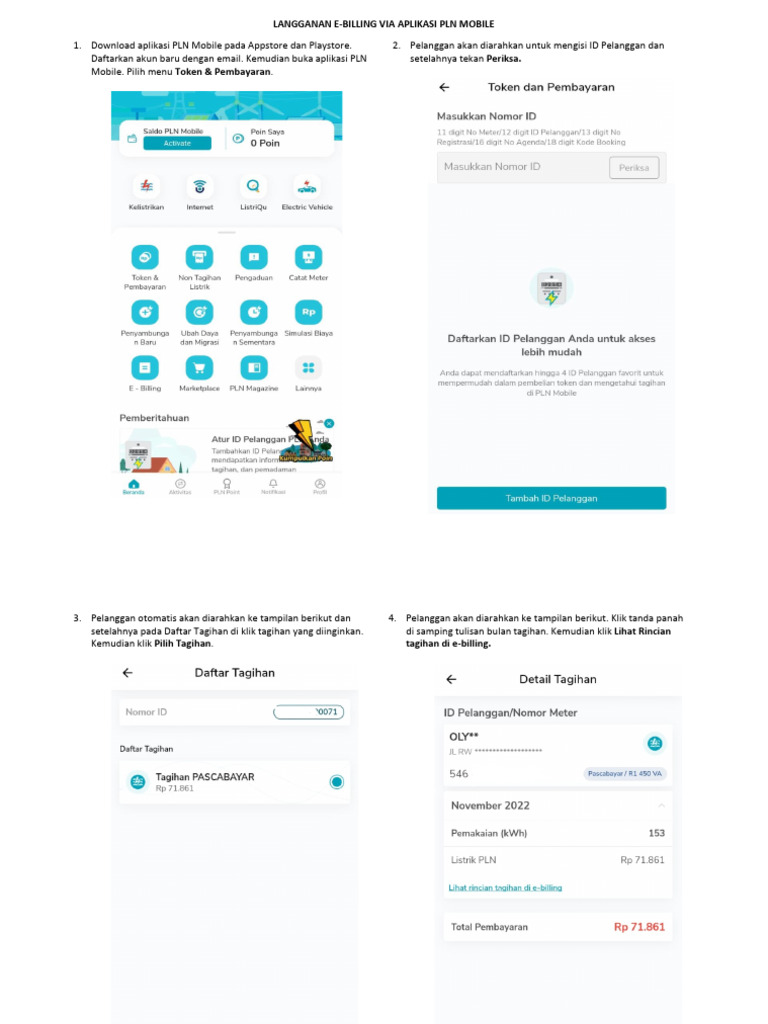 Langganan E-Billing Via PLN Mobile | PDF