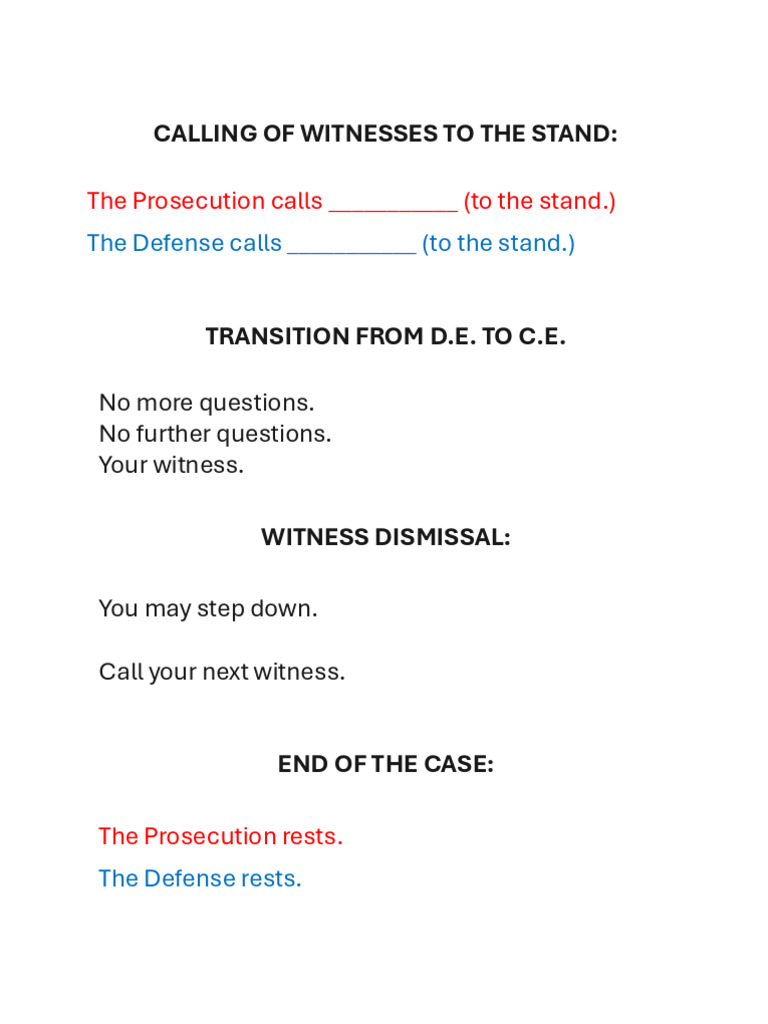Witness Procedures in Court Cases | PDF