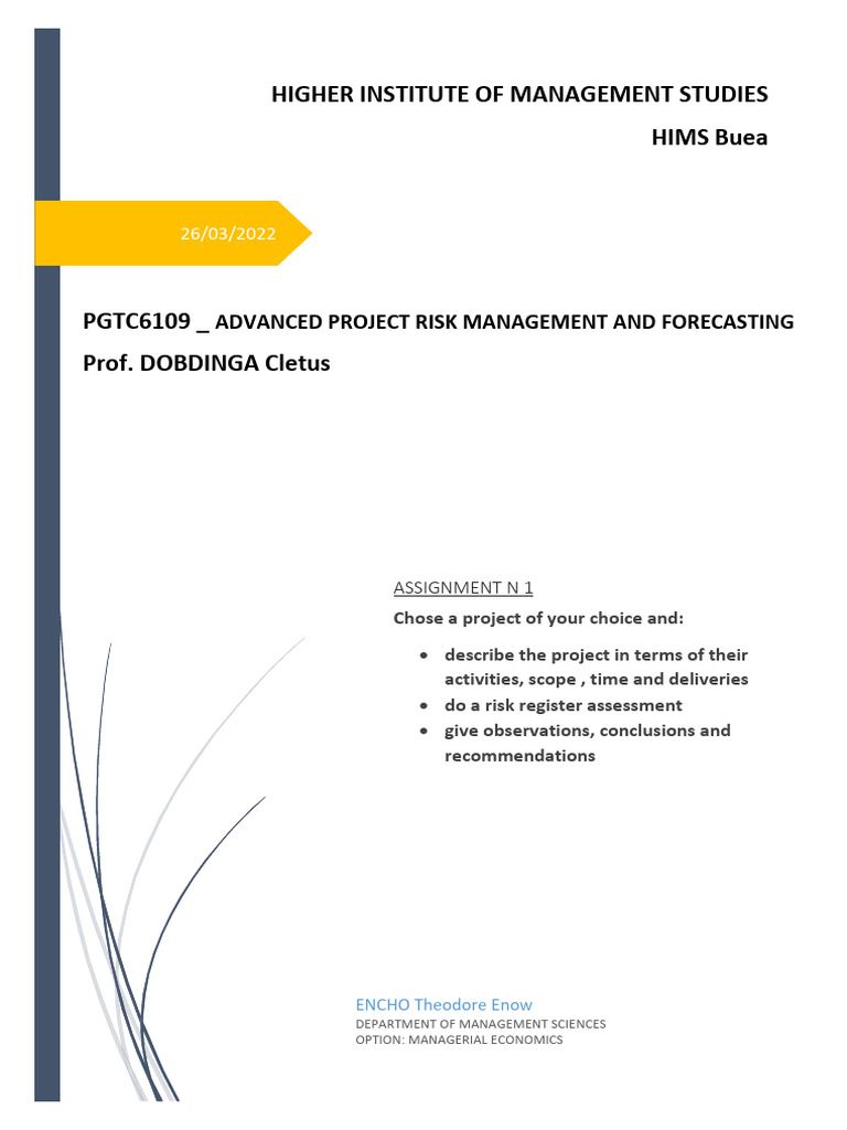 ENCHO - Project Risk Management and Forecasting Assignment 1 V5 | PDF ...
