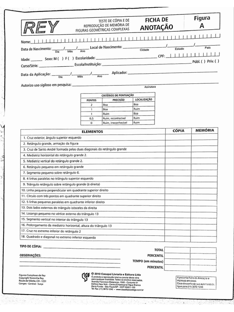 Figura de REY - Ficha de Anotação | PDF