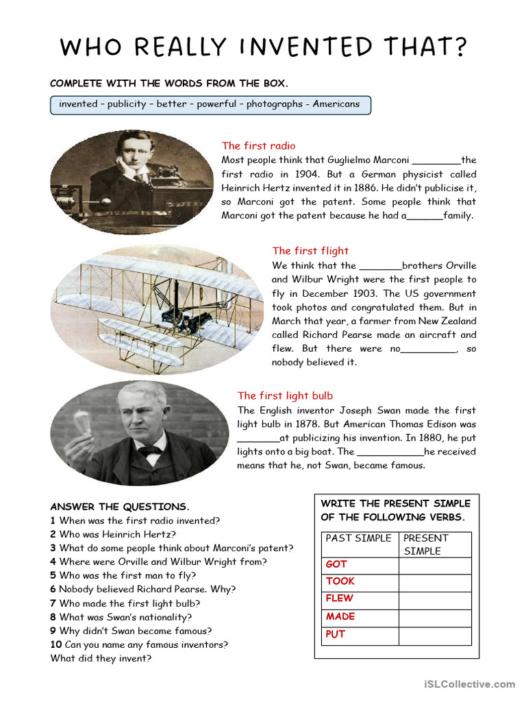 Inventions: Who Really Created Them? | PDF | Invention | Wright Brothers