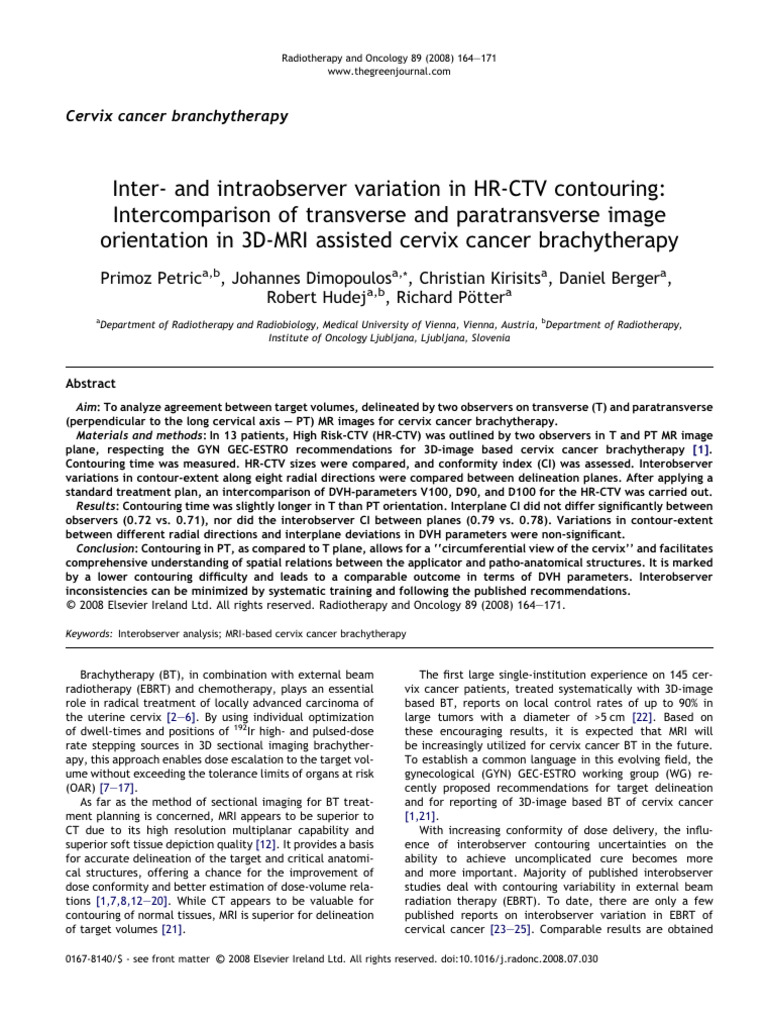 Inter- and intraobserver variation in HR-CTV contouring ...