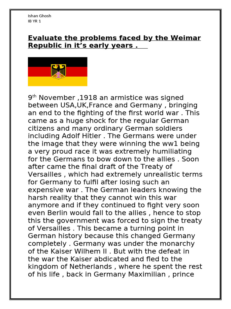 Early Challenges of the Weimar Republic | PDF | Weimar Republic | Adolf ...