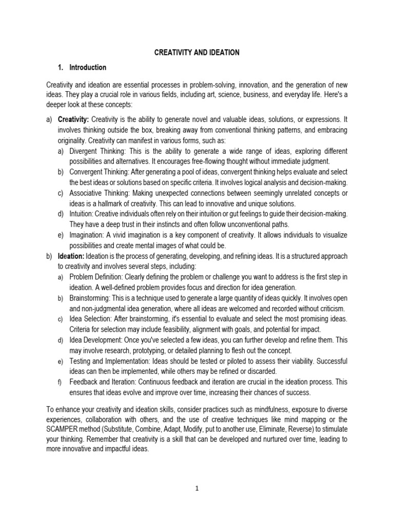 Enhancing Creativity and Ideation Skills | PDF | Creativity | Brainstorming