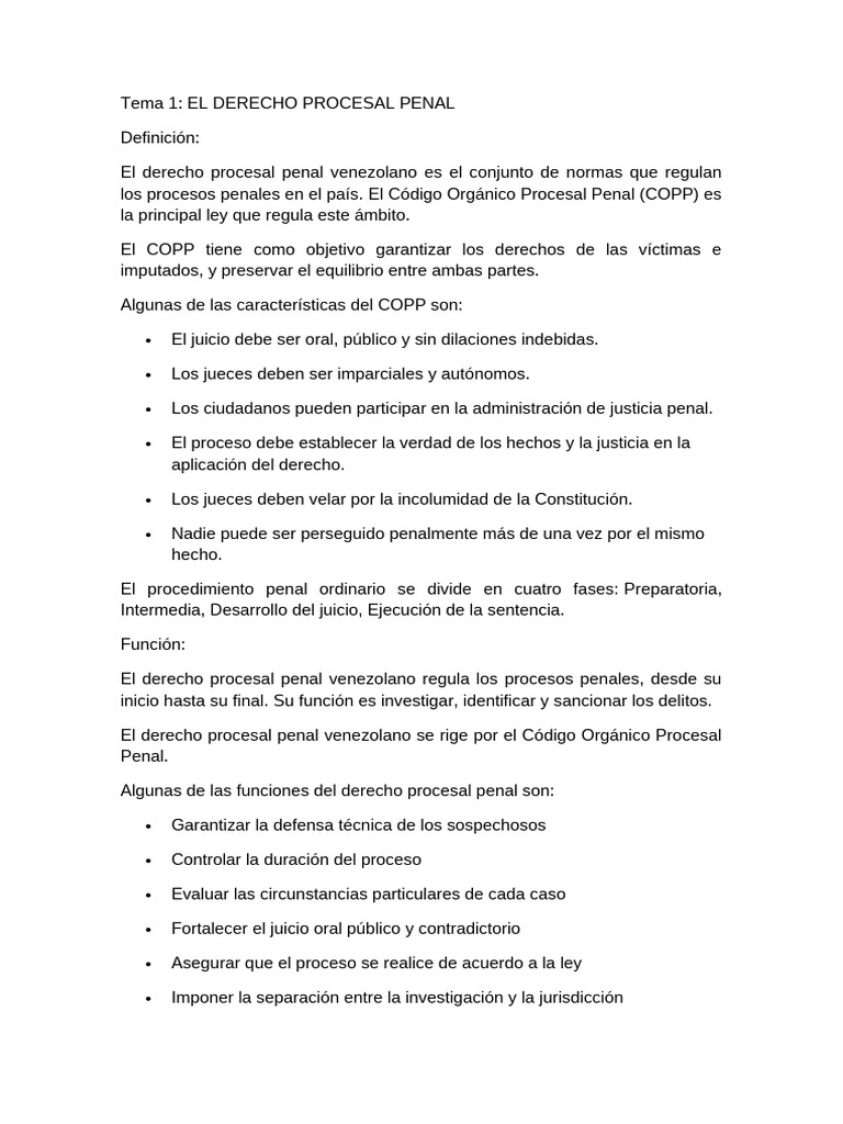 Derecho Procesal Penal en Venezuela | PDF | Debido al proceso | Ley ...