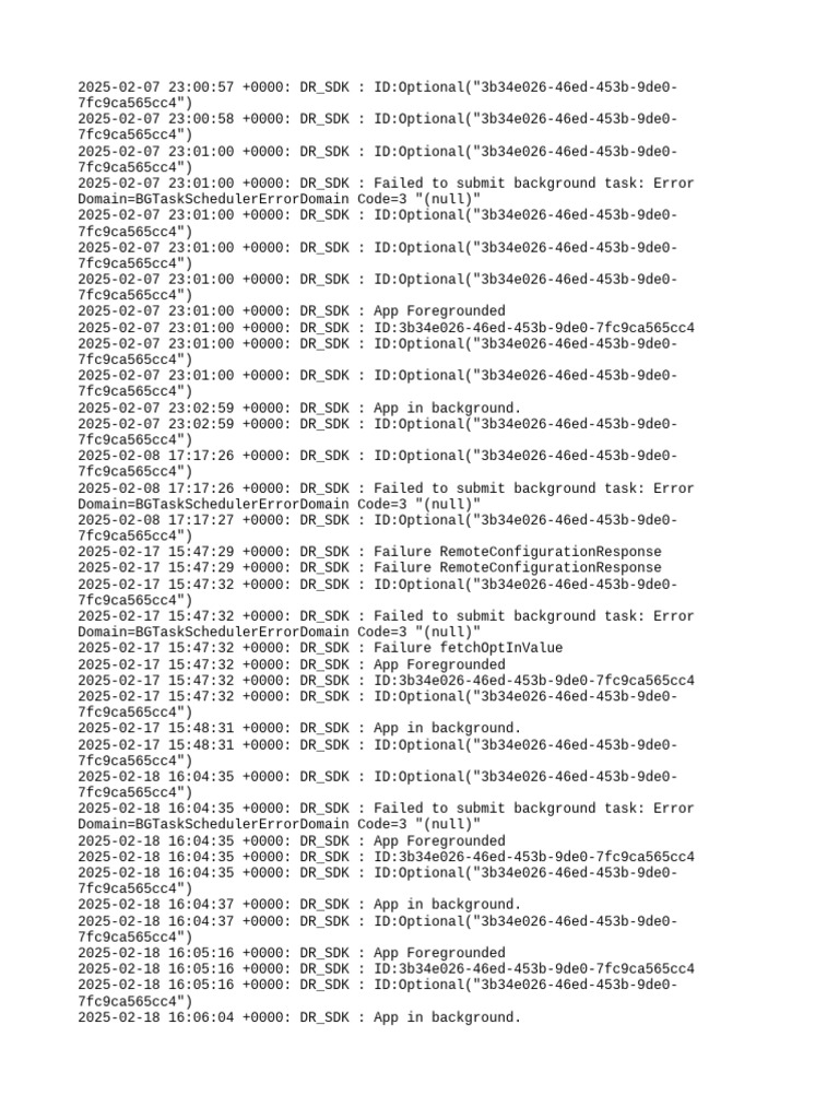 DR_SDK Background Task Errors Log | PDF