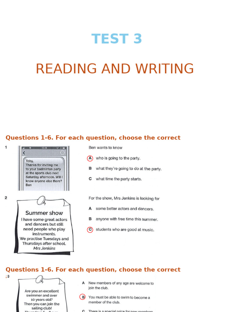 Test 3 Reading and Writing | PDF