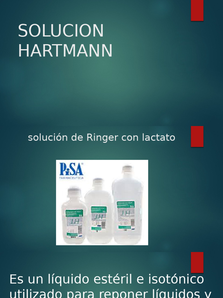 Uso y composición de solución Hartmann | PDF | Electrólito | Sodio