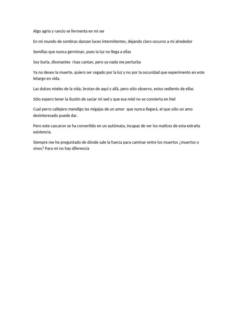 Algo Agrio y Rancio Se Fermenta en Mí Ser | PDF