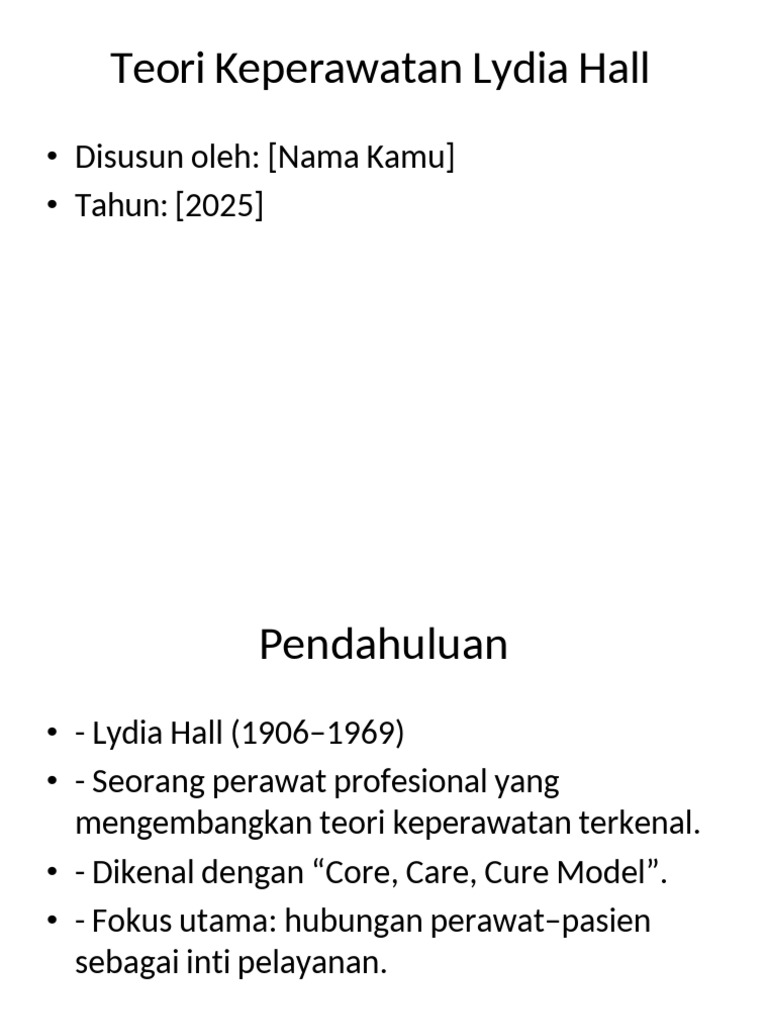 Teori Keperawatan Lydia Hall: Core, Care, Cure | PDF