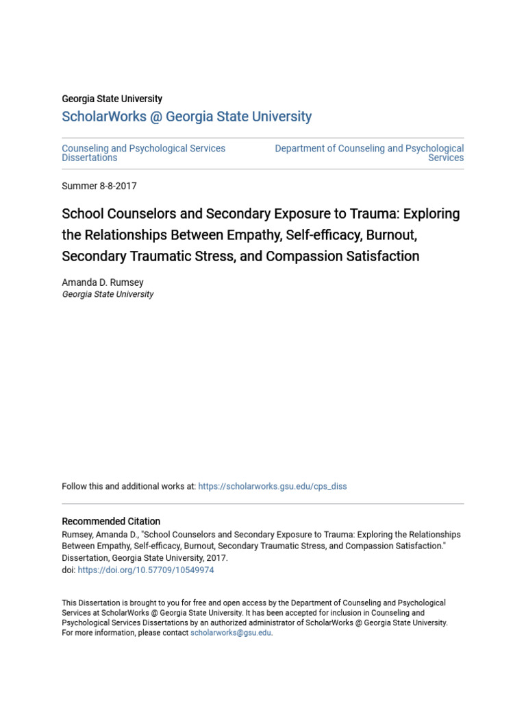 School Counselors and Secondary Exposure To Trauma - Exploring The ...