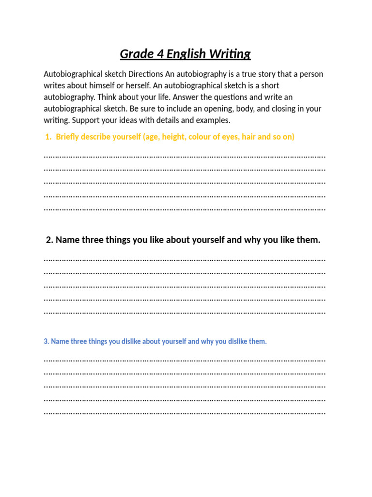 Grade 4 English Writing | PDF