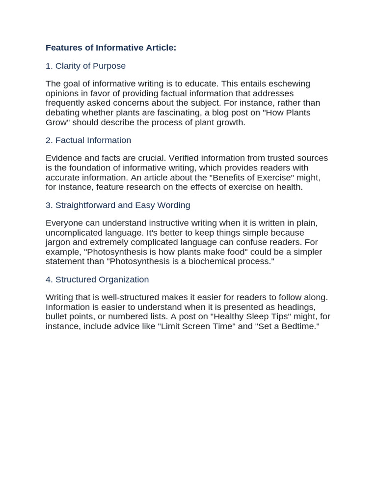 Key Features of Informative Writing | PDF