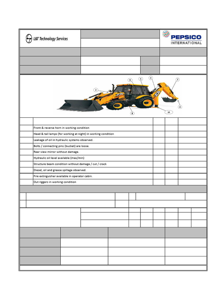 Backhoe Inspection Checklist | PDF