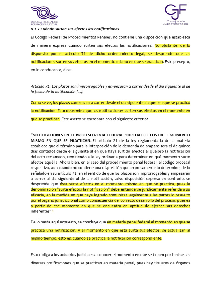 6.1.7 Cuándo Surten Sus Efectos Las Notificaciones | PDF | Ley procesal ...