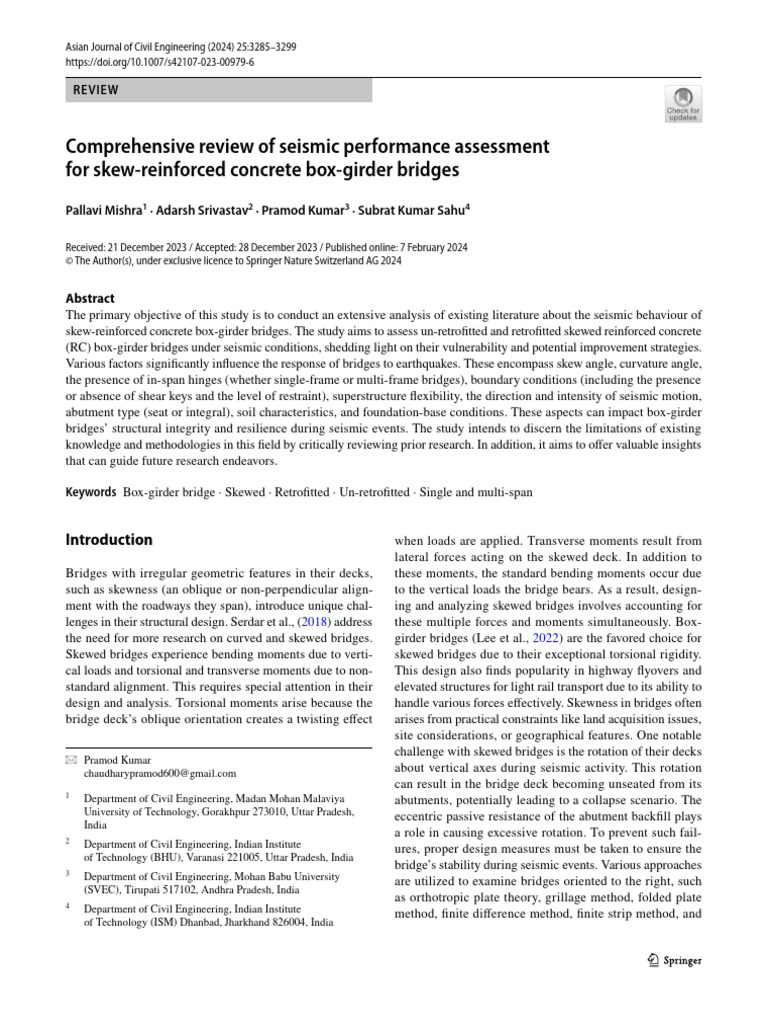 Seismic Assessment of Skewed Box-Girder Bridges | PDF | Bridge | Bending