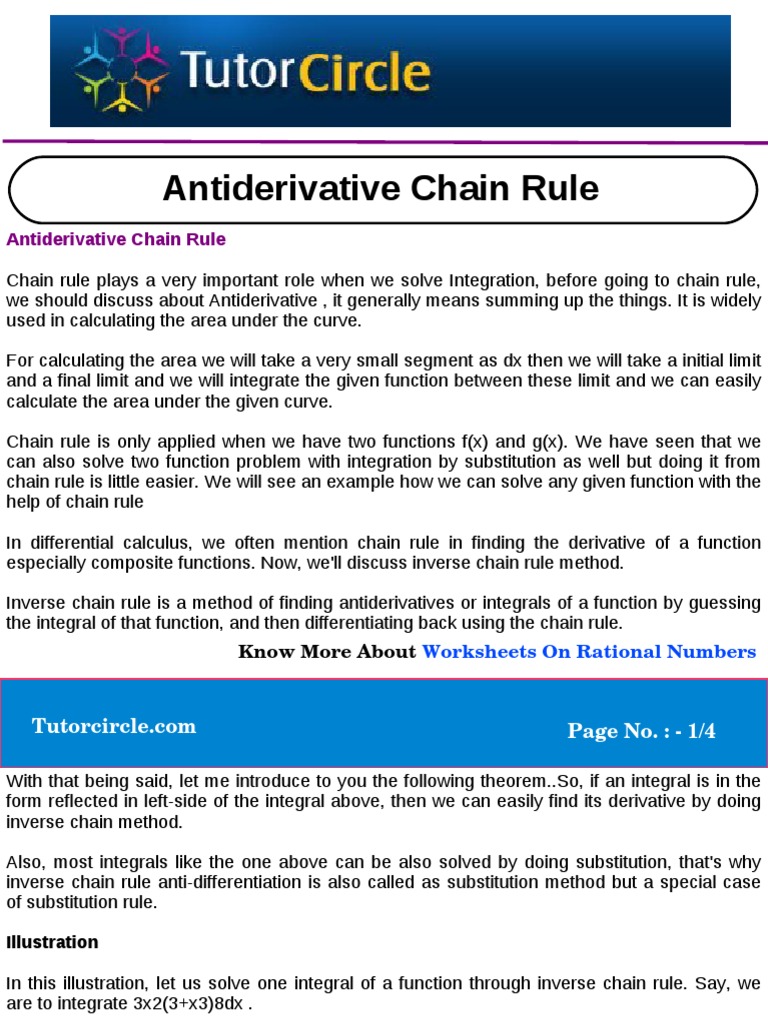 Antiderivative Chain Rule Explained | PDF | Integral | Derivative