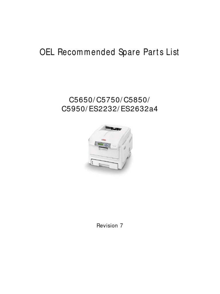 Oki C5650, C5750, C5850, C5950 Parts List PDF